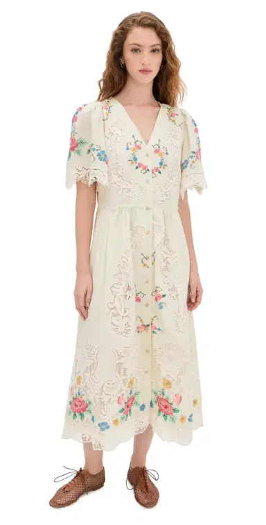 Sea Astrid Embroidery Short Sleeve Midi Dress ulti | Thumbnail 1 Sea Astrid Embroidery Short Sleeve Midi Dress ulti | Thumbnail 1