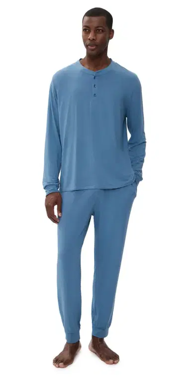 Eberjey Henry Long Pajamas et late Blue | Thumbnail 1 Eberjey Henry Long Pajamas et late Blue | Thumbnail 1