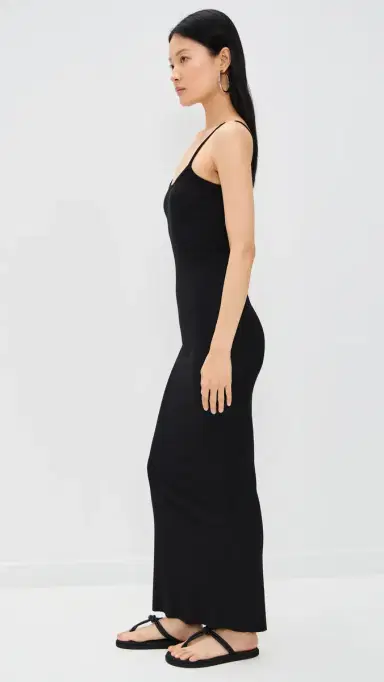 Cotton Citizen Verona Spaghetti Maxi Dress Jet Black | Thumbnail 4 Cotton Citizen Verona Spaghetti Maxi Dress Jet Black | Thumbnail 4