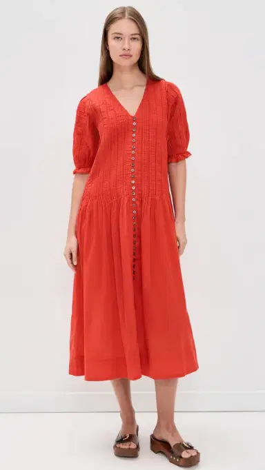 Sea Alberte Solid Puff Sleeve Dress Red | Thumbnail 2 Sea Alberte Solid Puff Sleeve Dress Red | Thumbnail 2
