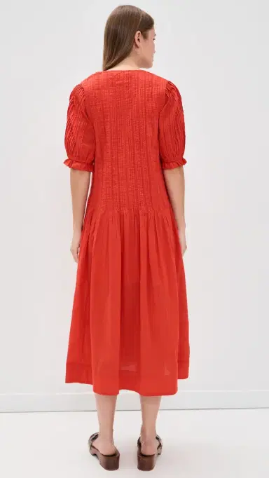 Sea Alberte Solid Puff Sleeve Dress Red | Thumbnail 3 Sea Alberte Solid Puff Sleeve Dress Red | Thumbnail 3