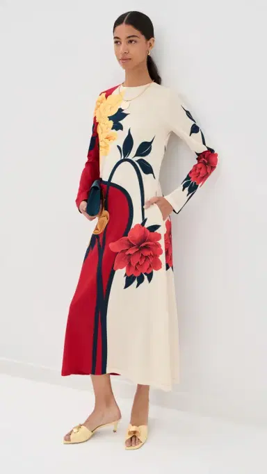La DoubleJ Long Sleeve wing Dress Queen Peony Placee | Thumbnail 2 La DoubleJ Long Sleeve wing Dress Queen Peony Placee | Thumbnail 2