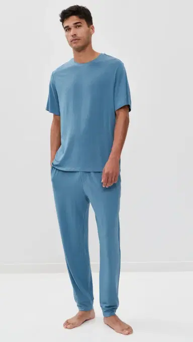 Eberjey Henry Modal Short Sleeve and Pants Pajama et late Blue | Thumbnail 2 Eberjey Henry Modal Short Sleeve and Pants Pajama et late Blue | Thumbnail 2
