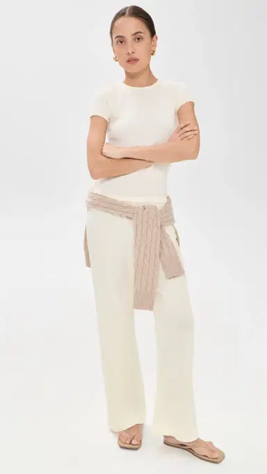 DONNI. The Pointelle Simple Crop Pants Crme | Thumbnail 5 DONNI. The Pointelle Simple Crop Pants Crme | Thumbnail 5