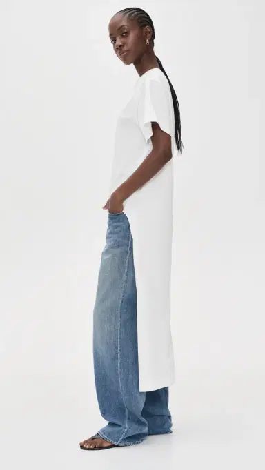 MEIMEIJ Short Sleeve T Shirt High Low with Train Off_White | Thumbnail 2 MEIMEIJ Short Sleeve T Shirt High Low with Train Off_White | Thumbnail 2
