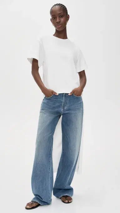 MEIMEIJ Short Sleeve T Shirt High Low with Train Off_White | Thumbnail 3 MEIMEIJ Short Sleeve T Shirt High Low with Train Off_White | Thumbnail 3