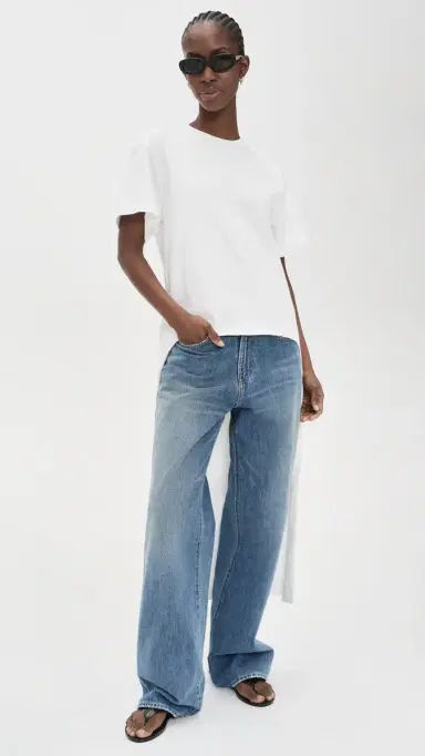 MEIMEIJ Short Sleeve T Shirt High Low with Train Off_White | Thumbnail 5 MEIMEIJ Short Sleeve T Shirt High Low with Train Off_White | Thumbnail 5