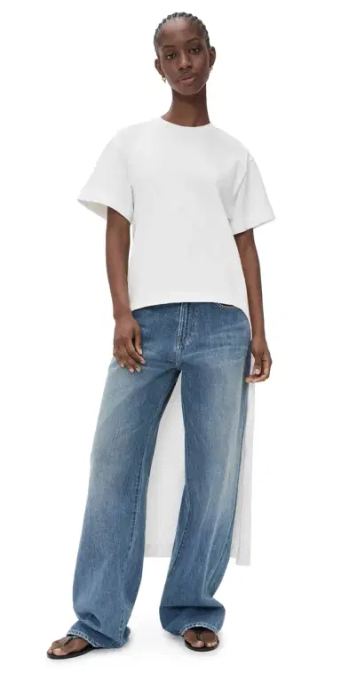 MEIMEIJ Short Sleeve T Shirt High Low with Train Off_White | Thumbnail 1 MEIMEIJ Short Sleeve T Shirt High Low with Train Off_White | Thumbnail 1