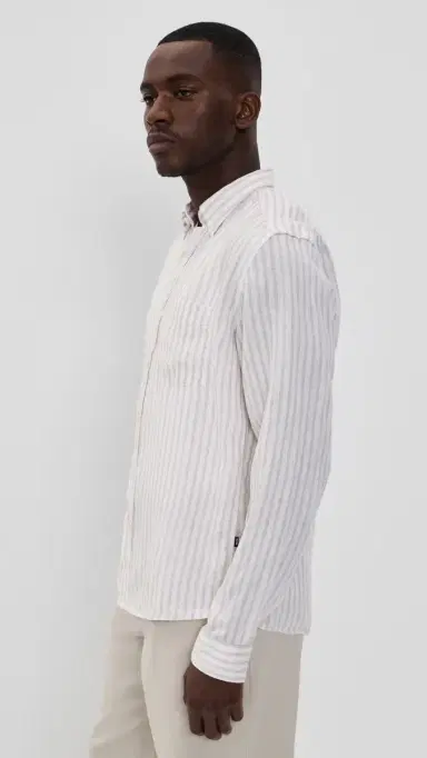 BOSS ong Sleeve inen Collared Shirt Open Beige | Thumbnail 5 BOSS ong Sleeve inen Collared Shirt Open Beige | Thumbnail 5