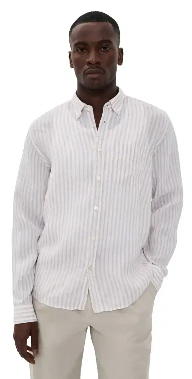 BOSS ong Sleeve inen Collared Shirt Open Beige | Thumbnail 1 BOSS ong Sleeve inen Collared Shirt Open Beige | Thumbnail 1