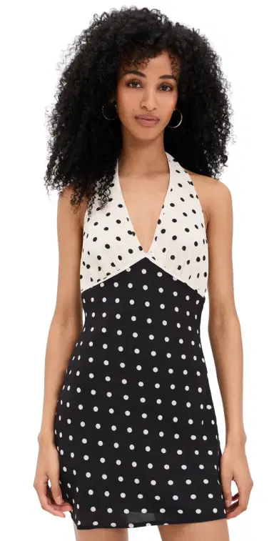 Bailey Rose Polka-Dot Mini Dress Black/Cream | Thumbnail 1 Bailey Rose Polka-Dot Mini Dress Black/Cream | Thumbnail 1