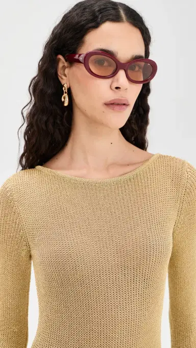 Dries Van Noten Oval Sunglasses Red One Size | Thumbnail 3 Dries Van Noten Oval Sunglasses Red One Size | Thumbnail 3
