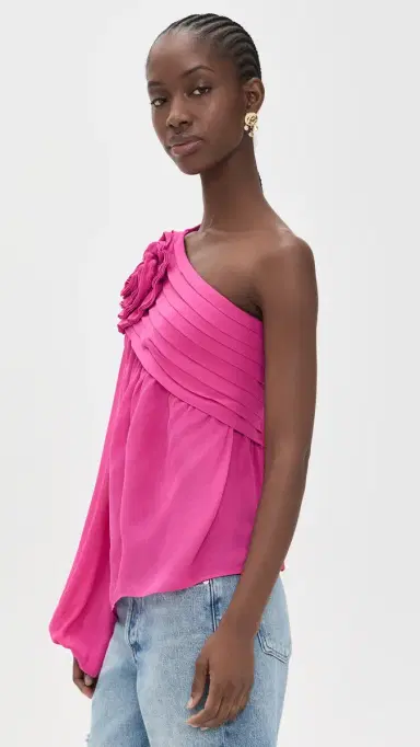 FARM Rio Pink Rose One Shoulder Blouse Pink | Thumbnail 4 FARM Rio Pink Rose One Shoulder Blouse Pink | Thumbnail 4