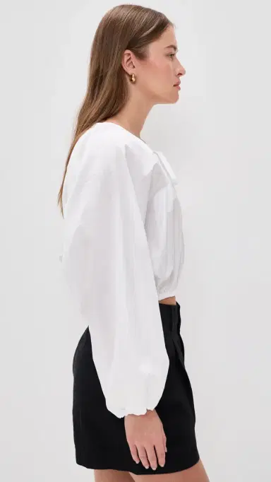 Faherty Coastal Poplin Nera Top White | Thumbnail 4 Faherty Coastal Poplin Nera Top White | Thumbnail 4