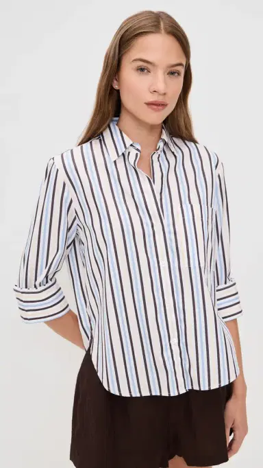 Madewell The ignature Y-Neck Shirt In Poplin Chocolate Plum | Thumbnail 2 Madewell The ignature Y-Neck Shirt In Poplin Chocolate Plum | Thumbnail 2