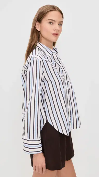 Madewell The ignature Y-Neck Shirt In Poplin Chocolate Plum | Thumbnail 4 Madewell The ignature Y-Neck Shirt In Poplin Chocolate Plum | Thumbnail 4