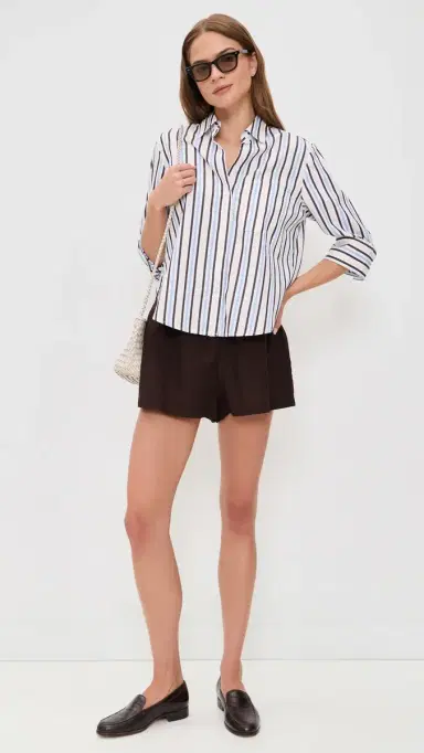 Madewell The ignature Y-Neck Shirt In Poplin Chocolate Plum | Thumbnail 5 Madewell The ignature Y-Neck Shirt In Poplin Chocolate Plum | Thumbnail 5