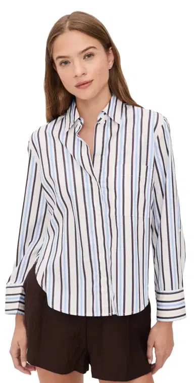 Madewell The ignature Y-Neck Shirt In Poplin Chocolate Plum | Thumbnail 1 Madewell The ignature Y-Neck Shirt In Poplin Chocolate Plum | Thumbnail 1