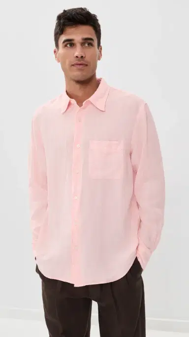 Madewell Long Sleeve Linen Top Solid Pink | Thumbnail 2 Madewell Long Sleeve Linen Top Solid Pink | Thumbnail 2