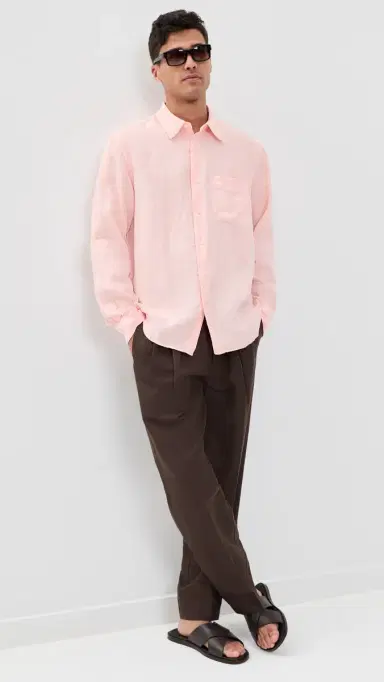 Madewell Long Sleeve Linen Top Solid Pink | Thumbnail 5 Madewell Long Sleeve Linen Top Solid Pink | Thumbnail 5