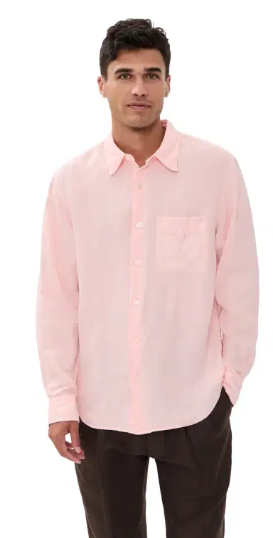 Madewell Long Sleeve Linen Top Solid Pink | Thumbnail 1 Madewell Long Sleeve Linen Top Solid Pink | Thumbnail 1