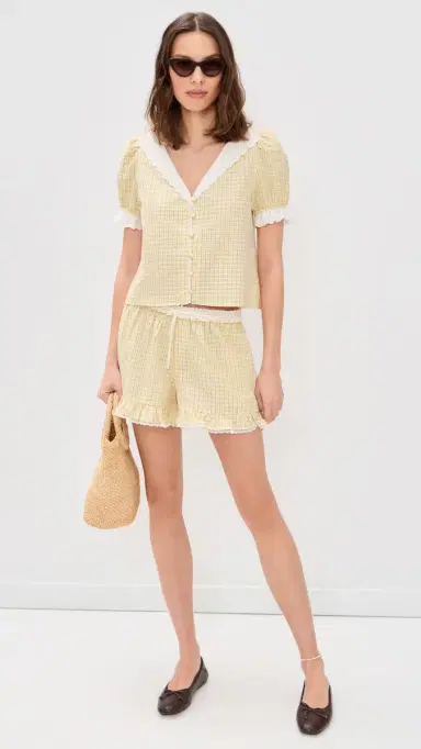 WAYF Emma Ruffle Shorts Yellow | Thumbnail 5 WAYF Emma Ruffle Shorts Yellow | Thumbnail 5