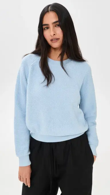 perfectwhitetee Ziggy Inside Out Fleece Long leeve hrunken Crewneck weatshirt Powder Blue | Thumbnail 2 perfectwhitetee Ziggy Inside Out Fleece Long leeve hrunken Crewneck weatshirt Powder Blue | Thumbnail 2