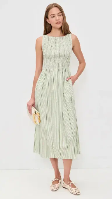 Hill House Home The Cosima Nap Dress Green Jacquard Stripe | Thumbnail 2 Hill House Home The Cosima Nap Dress Green Jacquard Stripe | Thumbnail 2