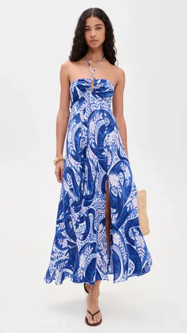 Poupette St Barth Carla Long Dress Blue Holy Snake | Thumbnail 2 Poupette St Barth Carla Long Dress Blue Holy Snake | Thumbnail 2