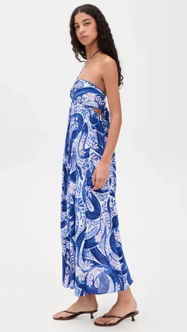 Poupette St Barth Carla Long Dress Blue Holy Snake | Thumbnail 4 Poupette St Barth Carla Long Dress Blue Holy Snake | Thumbnail 4