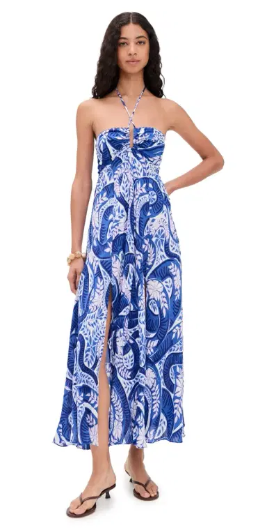 Poupette St Barth Carla Long Dress Blue Holy Snake | Thumbnail 1 Poupette St Barth Carla Long Dress Blue Holy Snake | Thumbnail 1