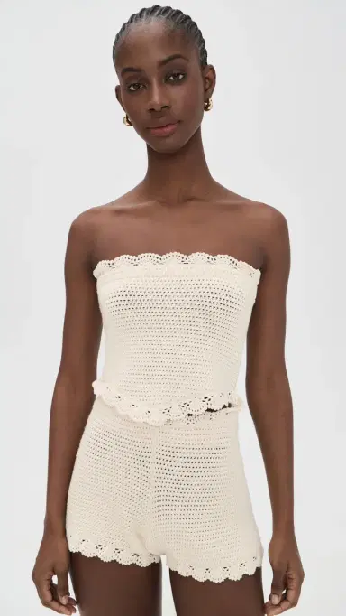 POSSE Dylan Crochet Strapless Top Pearl | Thumbnail 2 POSSE Dylan Crochet Strapless Top Pearl | Thumbnail 2