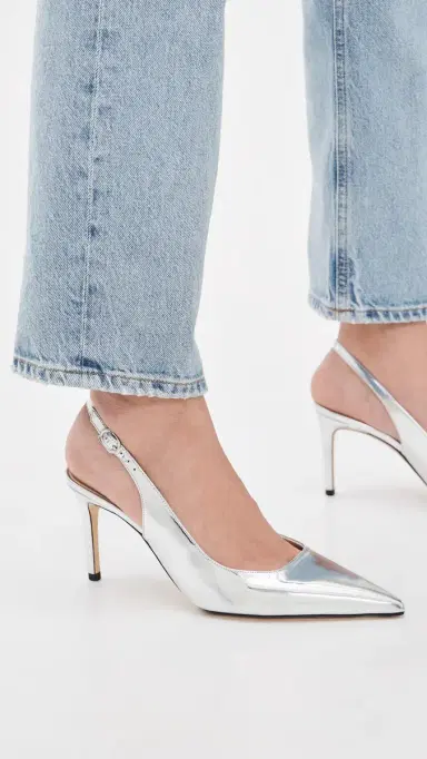 Stuart Weitzman Stuart Power Slingbacks 7 Silver | Thumbnail 3 Stuart Weitzman Stuart Power Slingbacks 7 Silver | Thumbnail 3