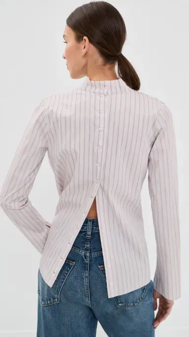 Kallmeyer Penelope Draped Blouse Dove Stripe | Thumbnail 3 Kallmeyer Penelope Draped Blouse Dove Stripe | Thumbnail 3