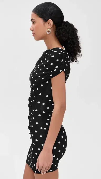 Self-Portrait Polka Dot Draped Knit ini Dress Black / White | Thumbnail 4 Self-Portrait Polka Dot Draped Knit ini Dress Black / White | Thumbnail 4