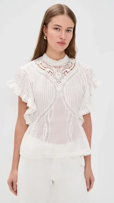 FARM Rio Off-White Blouse with Appliques Off-White | Thumbnail 2 FARM Rio Off-White Blouse with Appliques Off-White | Thumbnail 2