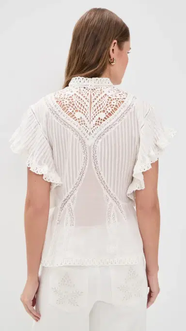 FARM Rio Off-White Blouse with Appliques Off-White | Thumbnail 3 FARM Rio Off-White Blouse with Appliques Off-White | Thumbnail 3