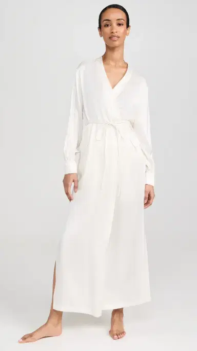 Lunya Washable Silk Long Robe Tranquil White | Thumbnail 5 Lunya Washable Silk Long Robe Tranquil White | Thumbnail 5