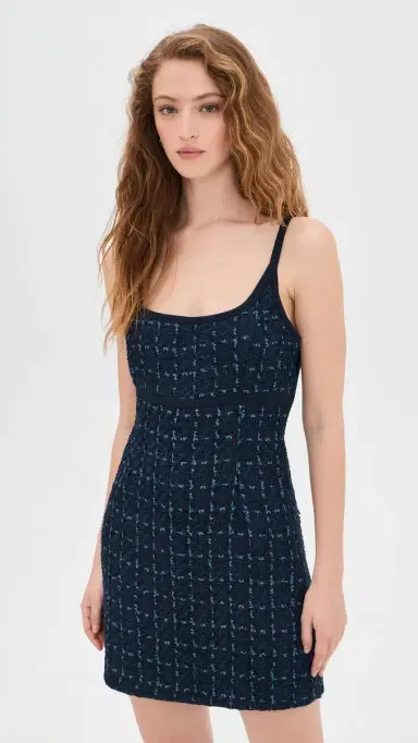 endless rose Knit Trimmed Tweed Mini Dress Navy | Thumbnail 2 endless rose Knit Trimmed Tweed Mini Dress Navy | Thumbnail 2