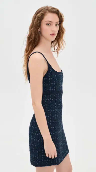 endless rose Knit Trimmed Tweed Mini Dress Navy | Thumbnail 4 endless rose Knit Trimmed Tweed Mini Dress Navy | Thumbnail 4