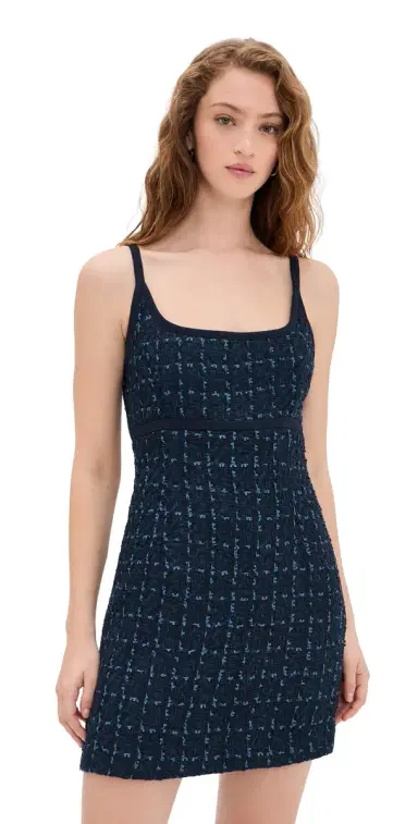 endless rose Knit Trimmed Tweed Mini Dress Navy | Thumbnail 1 endless rose Knit Trimmed Tweed Mini Dress Navy | Thumbnail 1