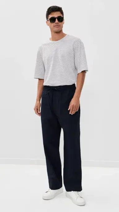 OFFICINE GÉNÉRALE Elden Linen ini Stripe Tee Heather Grey/White | Thumbnail 5 OFFICINE GÉNÉRALE Elden Linen ini Stripe Tee Heather Grey/White | Thumbnail 5