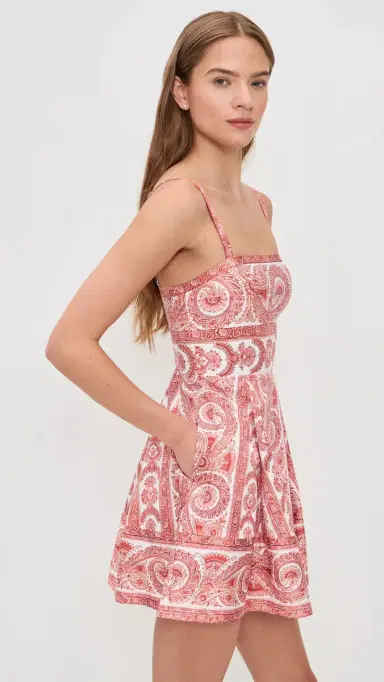Hill House Home The Margot Mini Dress Corsica Paisley Coral L | Thumbnail 4 Hill House Home The Margot Mini Dress Corsica Paisley Coral L | Thumbnail 4