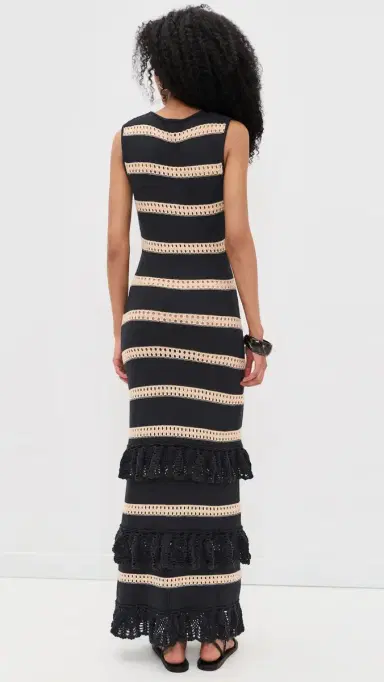 RAILS Ana Ruffle Tiered Dress Black Oat tripe | Thumbnail 3 RAILS Ana Ruffle Tiered Dress Black Oat tripe | Thumbnail 3