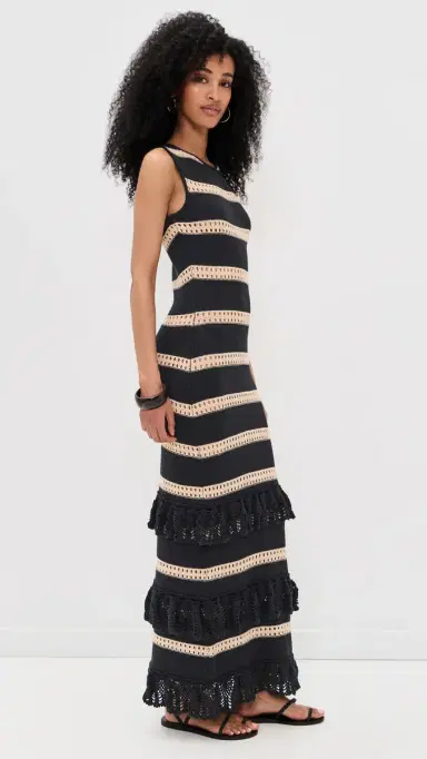 RAILS Ana Ruffle Tiered Dress Black Oat tripe | Thumbnail 4 RAILS Ana Ruffle Tiered Dress Black Oat tripe | Thumbnail 4