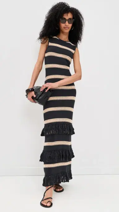 RAILS Ana Ruffle Tiered Dress Black Oat tripe | Thumbnail 5 RAILS Ana Ruffle Tiered Dress Black Oat tripe | Thumbnail 5