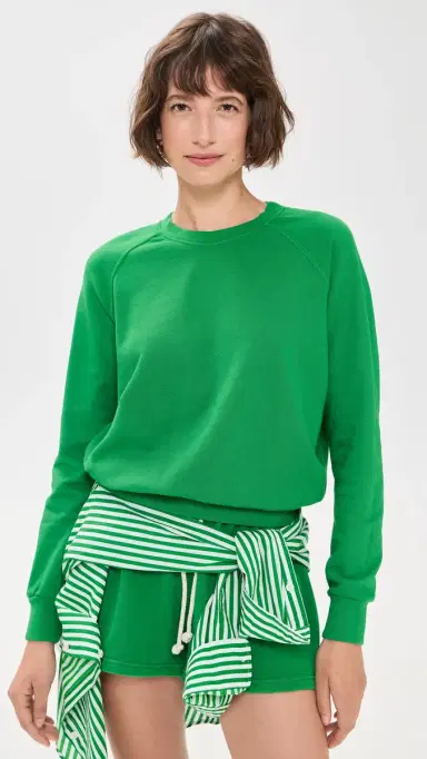 perfectwhitetee French Terry Sweatshirt Grass | Thumbnail 2 perfectwhitetee French Terry Sweatshirt Grass | Thumbnail 2