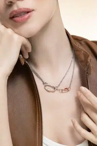 Marla Aaron Rolling Curb Necklace - Silver Yellow Gold - 16in | Thumbnail 3 Marla Aaron Rolling Curb Necklace - Silver Yellow Gold - 16in | Thumbnail 3