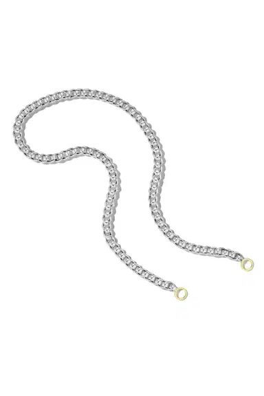 Marla Aaron Rolling Curb Necklace - Silver Yellow Gold - 16in | Thumbnail 1 Marla Aaron Rolling Curb Necklace - Silver Yellow Gold - 16in | Thumbnail 1