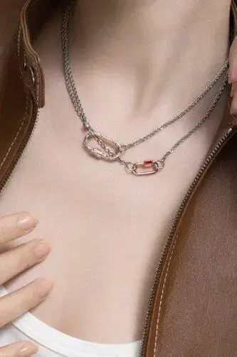 Marla Aaron Rolling Curb Necklace - Silver Yellow Gold - 18in | Thumbnail 3 Marla Aaron Rolling Curb Necklace - Silver Yellow Gold - 18in | Thumbnail 3